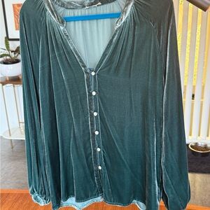 Faherty Dusty Green Velvet Women's Top